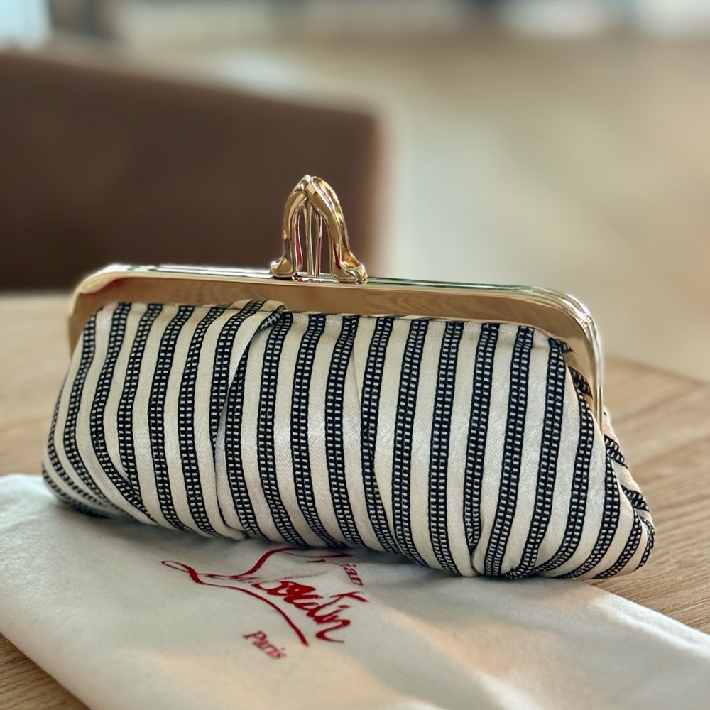 Christian Louboutin Striped Black and White Clutch
